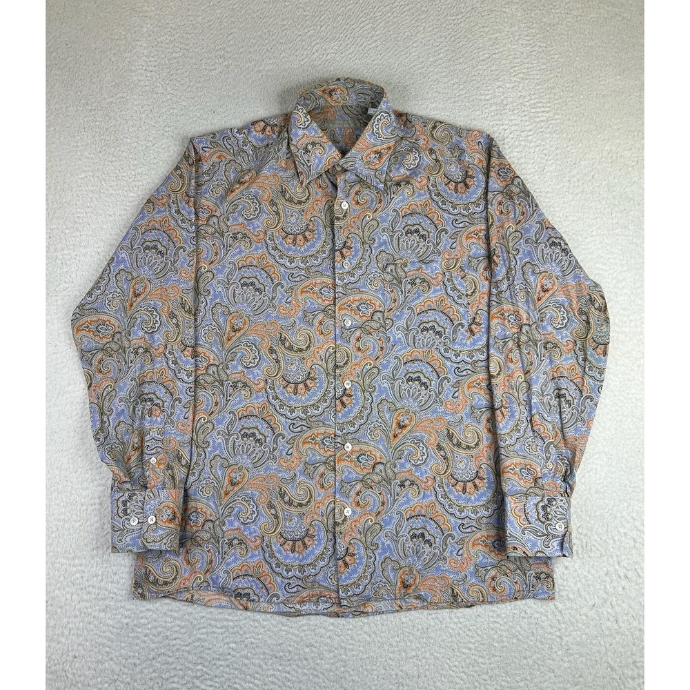 Martin Gordon Shirt Mens Medium Multicolor Paisley Cotton Long Sleeve Button Up